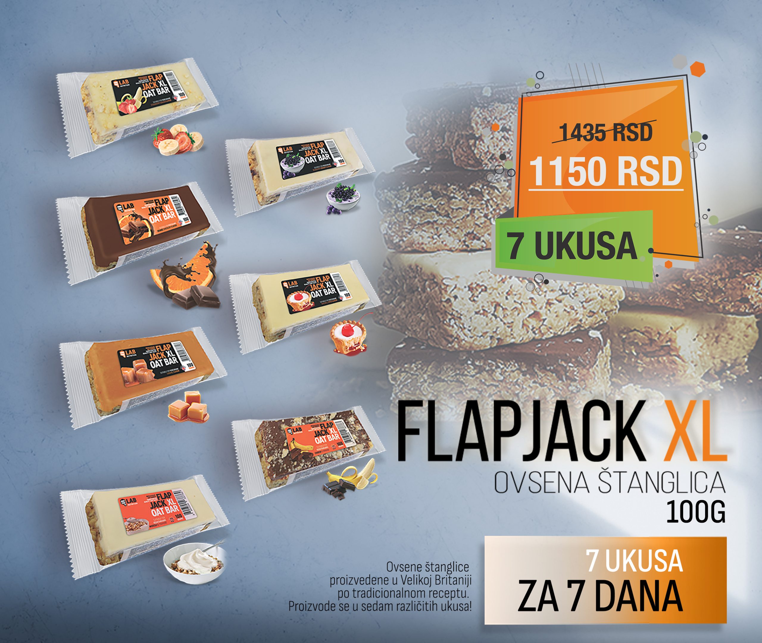 FLAPJACK XL Ovsena štanglica - 7ukusa_za_7dana