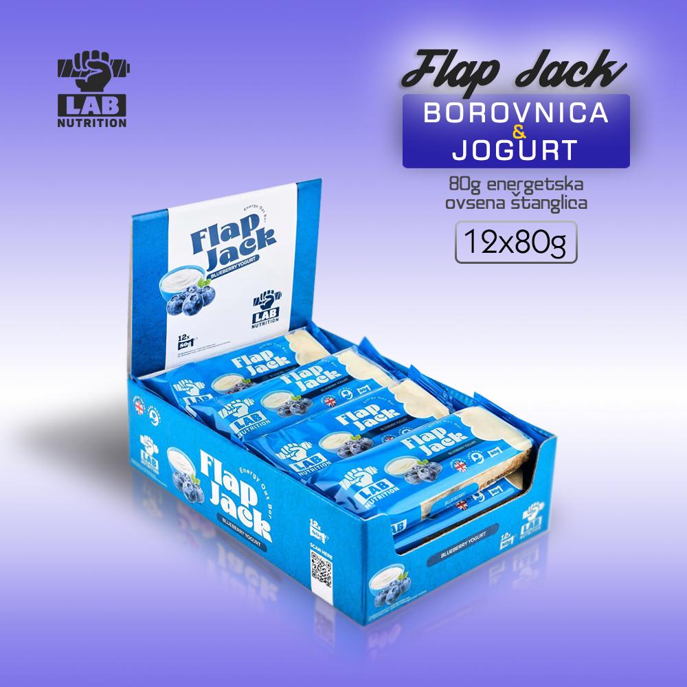 Ovsena štanglica FLAP JACK - BOX - Borovnica&Jogurt