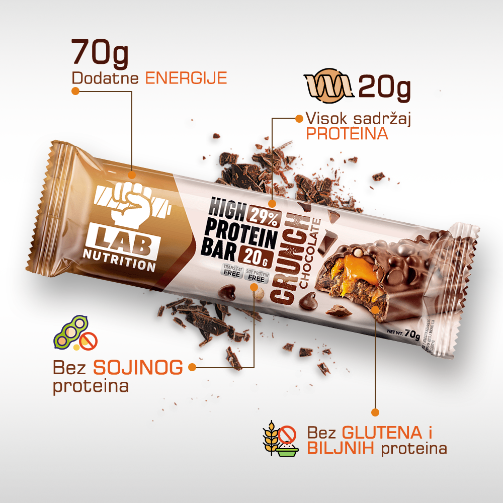 Proteinska Čokoladica - ČOKOLADA - Crunch - 12x70g - CLASSIC BOX - Image 3