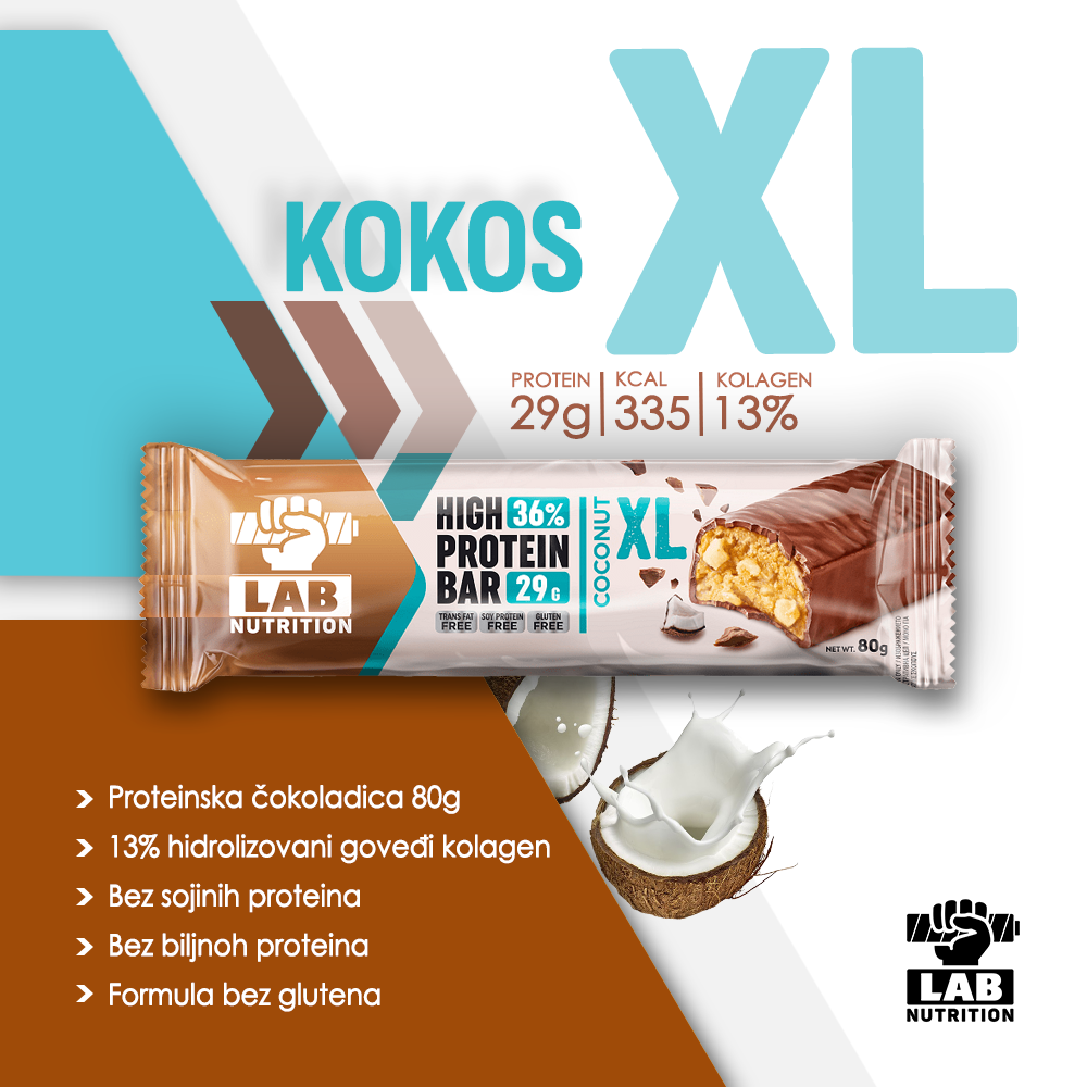 XL Proteinska čokoladica - KOKOS - 80g - CLASSIC BOX - Image 2